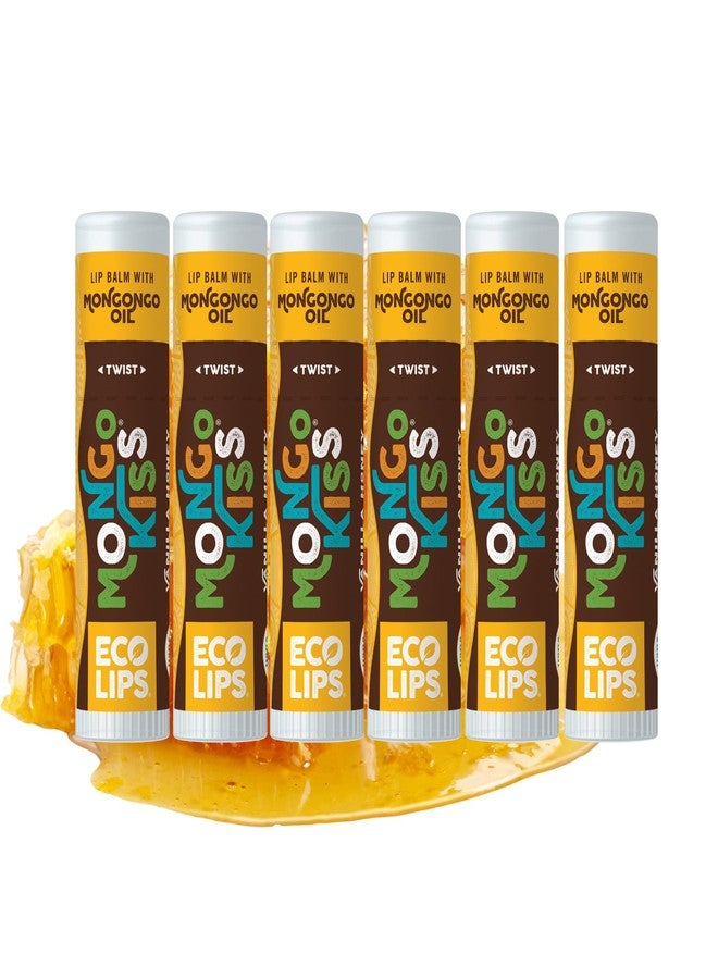 Eco Lips LIP BALM Mongo Kiss 6-Pack (6 tubes) Vanilla Honey by Eco Lips 100% Organic Beeswax & Cocoa Butter Lip Care with Organic Mongongo Oil - Soothe & Moisturize Dry and Cracked Lips - Made in USA - Image 1